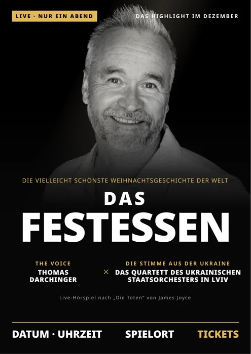 Plakat: Das Festessen, Thomas Darchinger und das Quartett des Ukrainischen Staatsorchesters in Lviv